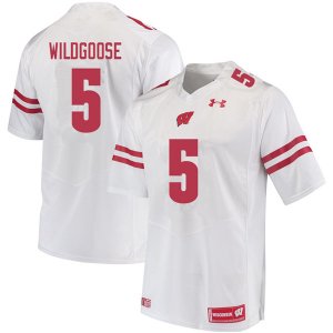 Men's Wisconsin Badgers NCAA #5 Rachad Wildgoose White Authentic Under Armour Stitched College Football Jersey LH31Q84ID